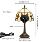 TiffanyCat Stained Glass Table Lamp — Vintage Cat Decor
