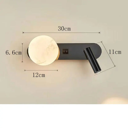 MoonSpot Wall Sconce — LED Reading & Ambient Light, Hardwired, Knob Switch, Bedroom Bedside