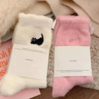 Fuzzy Socks for Women, Cute Cat Cozy Plush Winter Socks, Soft Warm Slipper Socks, 1-3 Pairs