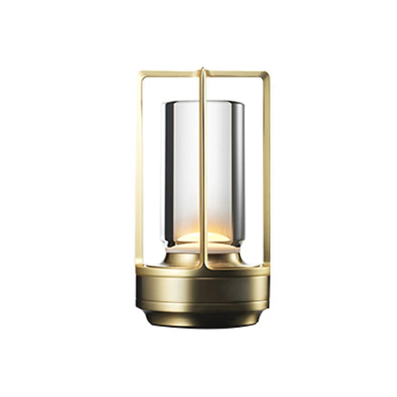 Cordless Crystal Table Lamp Rechargeable, Aluminum LED Lamp with Clear Glass Shade, 3 Color Dimmable