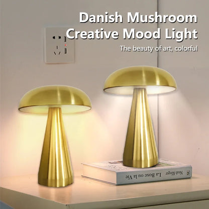 HushGlow — Metal Mushroom Touch Lamp