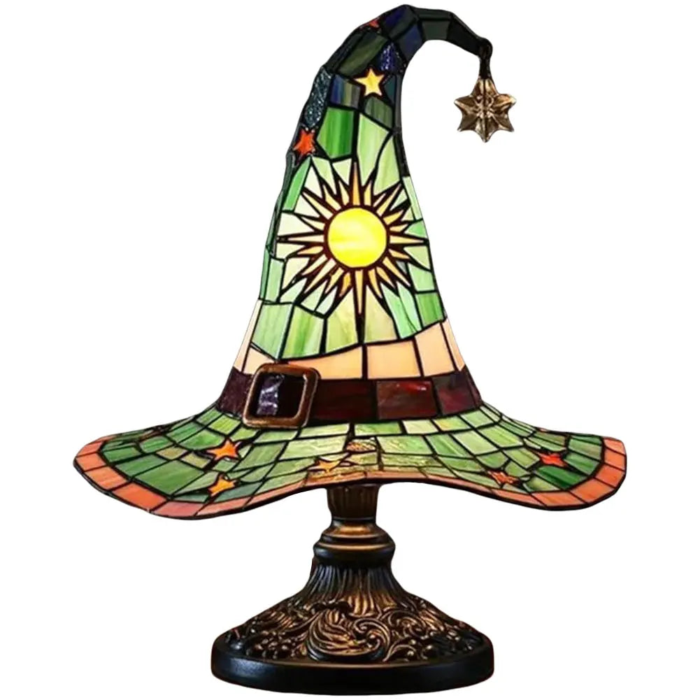 WitchHat Stained Glass Lamp — Mystical Tiffany-Style Decor