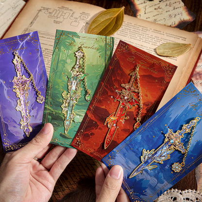 Fantasy Sword Bookmark Set — 4 Metal Bookmarks for Readers