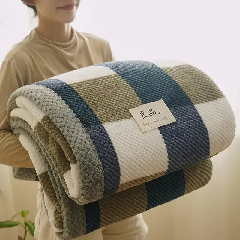 Chunky Chenille Knit Throw Blanket, Soft Handmade Knitted Blanket for Couch and Bed, Machine Washable