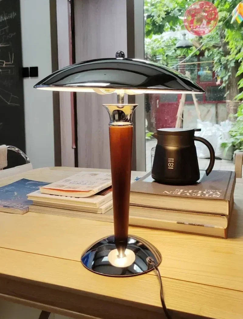 Polaris Wood & Chrome Desk Lamp
