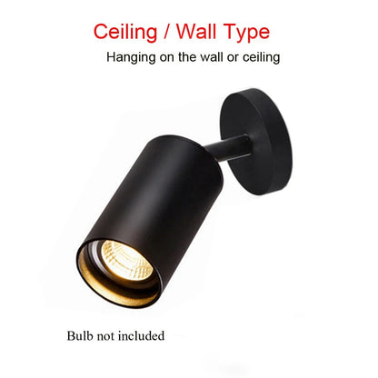SpotTrack GU10 Wall & Track Spotlight — 340° Rotatable, 7W LED, Black Gold White, Hardwired