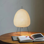 AkariGlow Japanese Rice Paper Table Lamp — E27 Tripod, Wabi-Sabi, Bedroom & Living Room