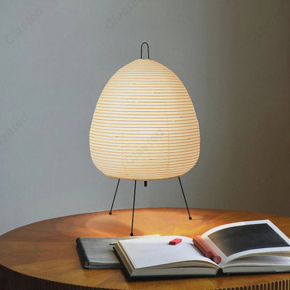 AkariGlow Japanese Rice Paper Table Lamp — E27 Tripod, Wabi-Sabi, Bedroom & Living Room