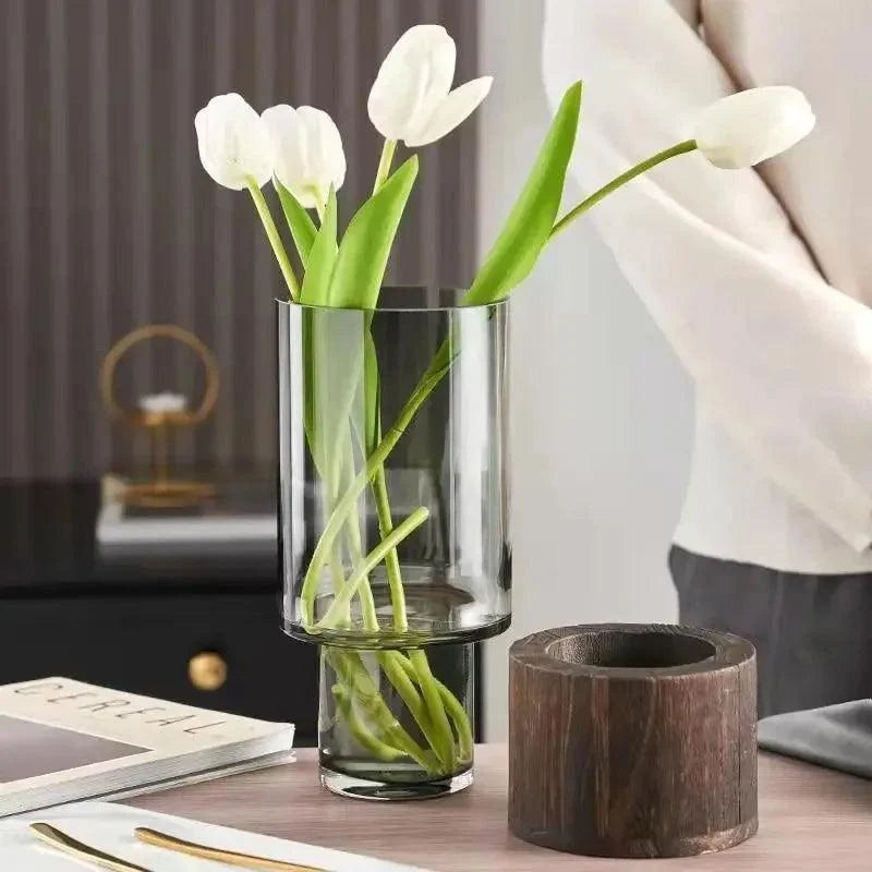 Wooden Glass Floral Vase