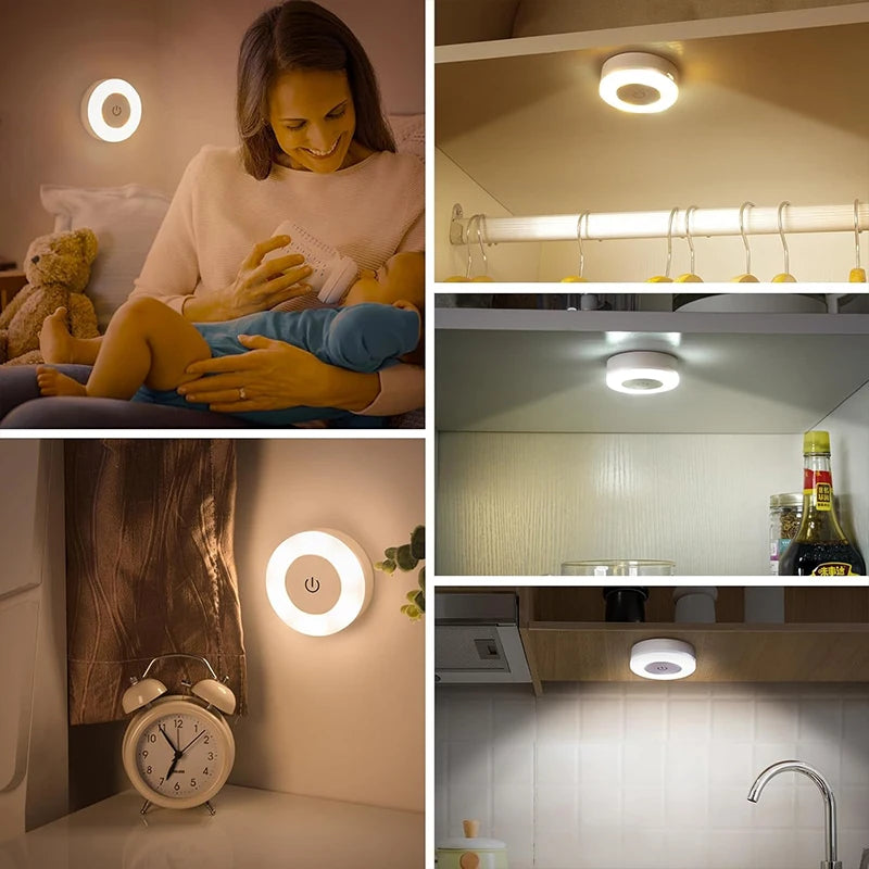 TapGlow Touch LED Night Light — Rechargeable, Magnetic, 3 Color Temps, Dimmable, 1–6 Pack