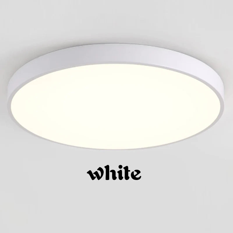 SlimGlow Ultra-Thin LED Ceiling Light — Flush Mount, 3 Colors, Multiple Sizes & Finishes