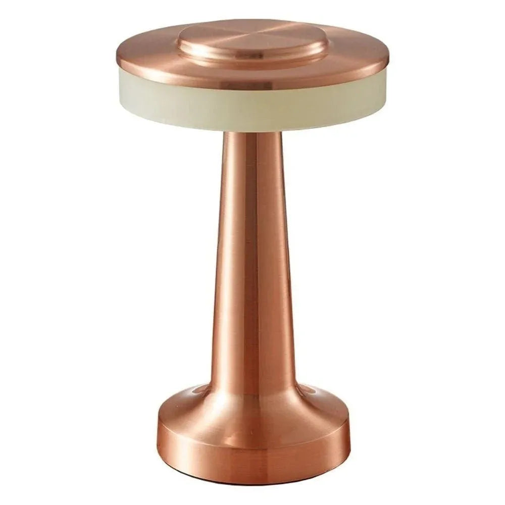 Mini Cordless Table Lamp Metal Rechargeable, Gold Touch LED Lamp, 3 Color Dimming, Type-C