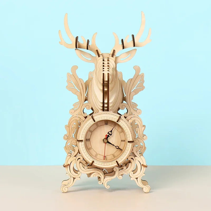 Wooden Clock 3D Puzzle Kit