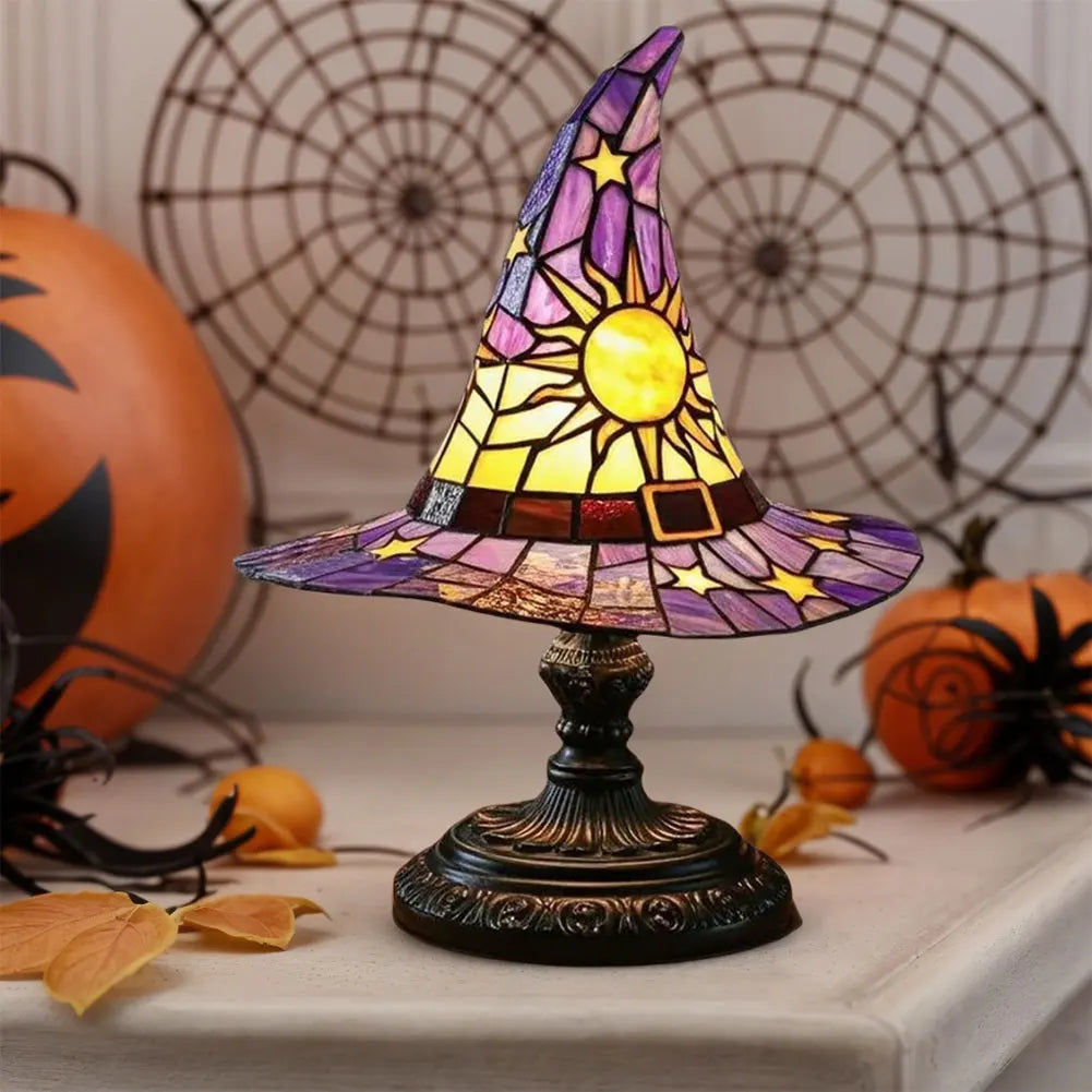WitchHat Stained Glass Lamp — Mystical Tiffany-Style Decor
