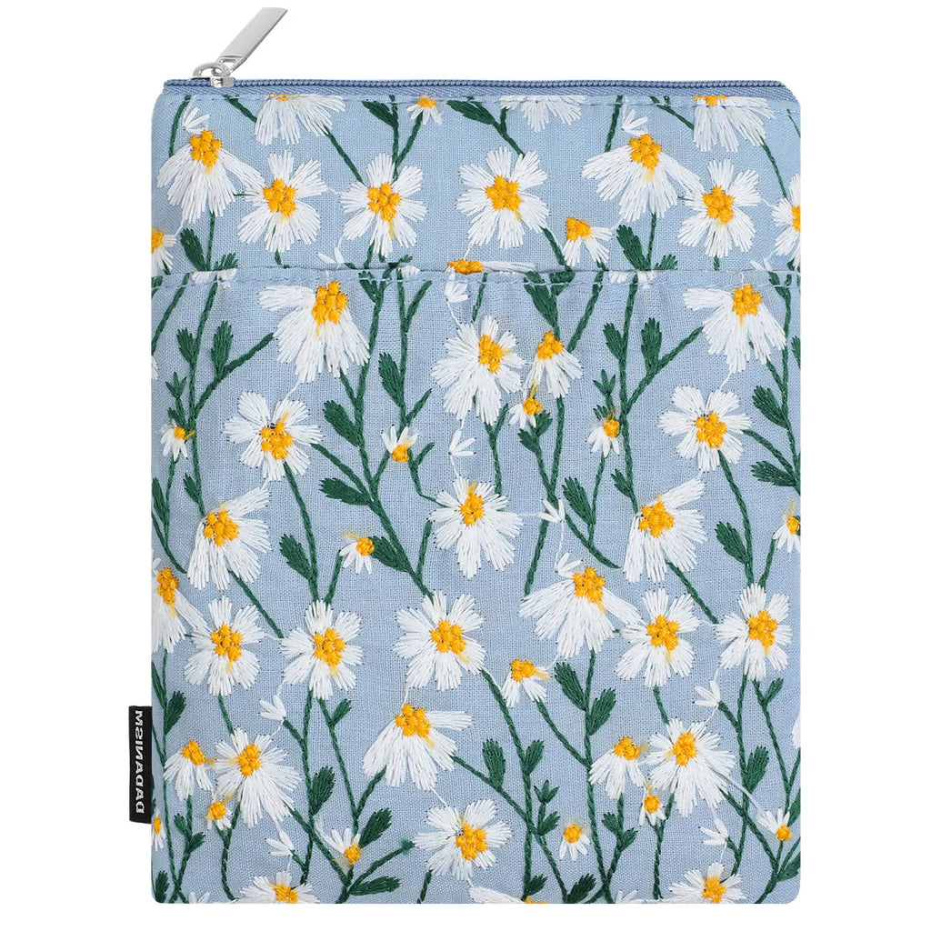 E-Reader Sleeve 6-7 inch, Embroidered Daisy Padded Case, Fits Kindle Paperwhite and Kobo