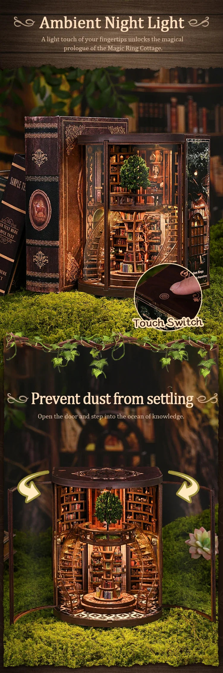 New Figurines Miniatures Wisdom Rings DIY Book Nook Kit
