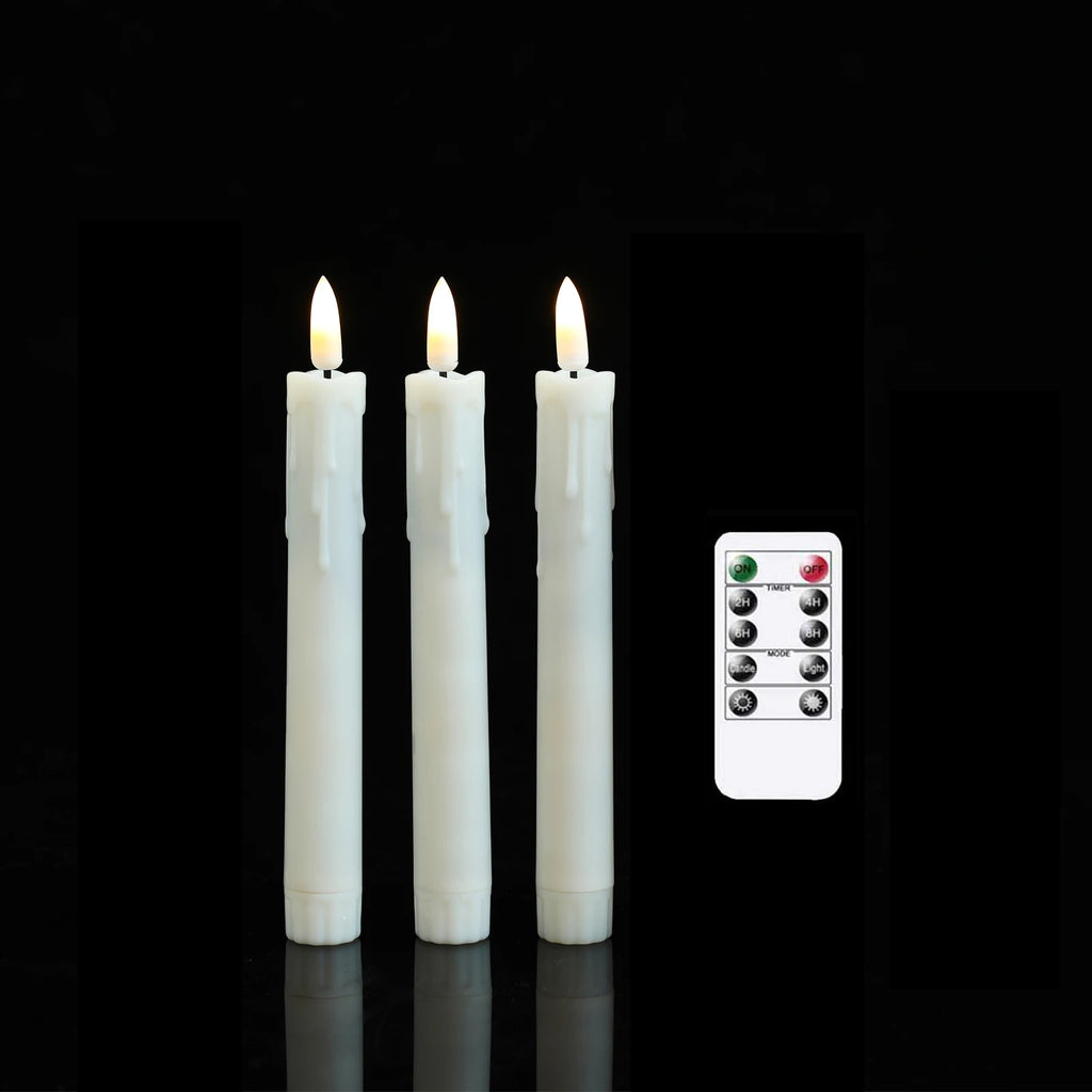 Flameless Taper Candles with Remote, 7 Inch Battery Operated LED Candlesticks, Set of 3, Flickering