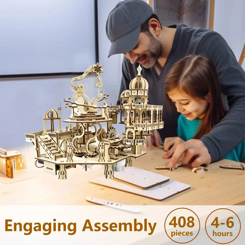 Mystery Island Music Box 3D Wooden Puzzle Kit with Light