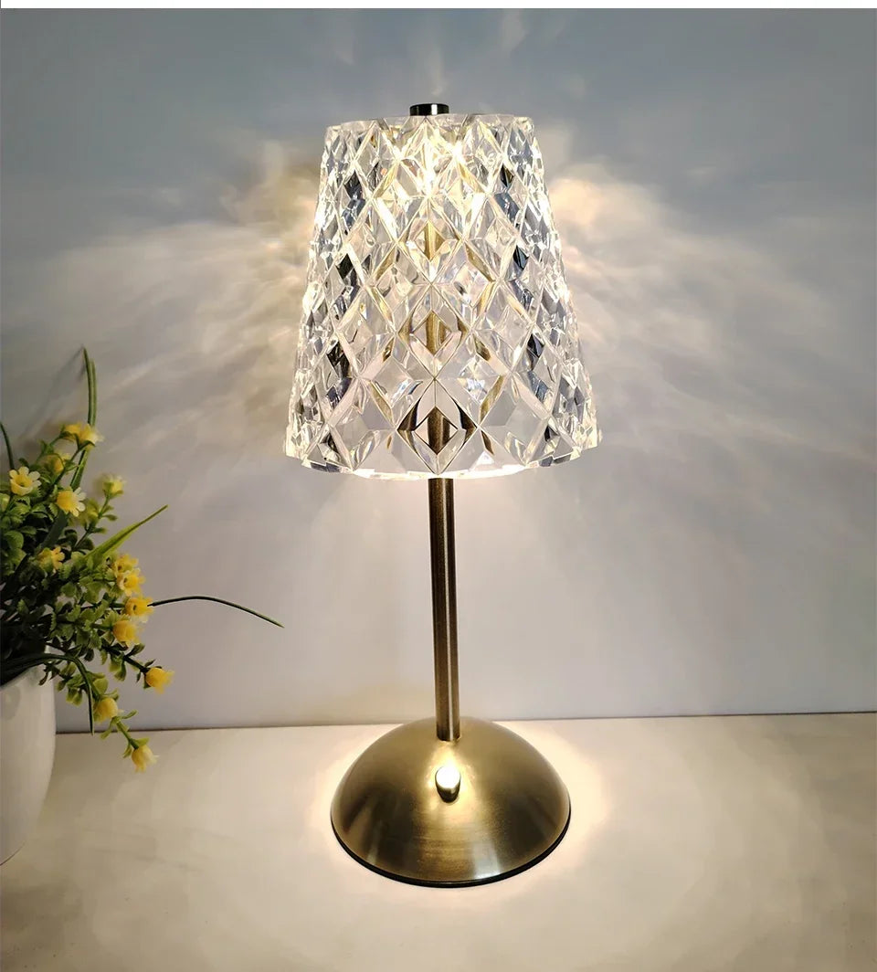 StarGlow Crystal Cordless Table Lamp — Touch Dimmer