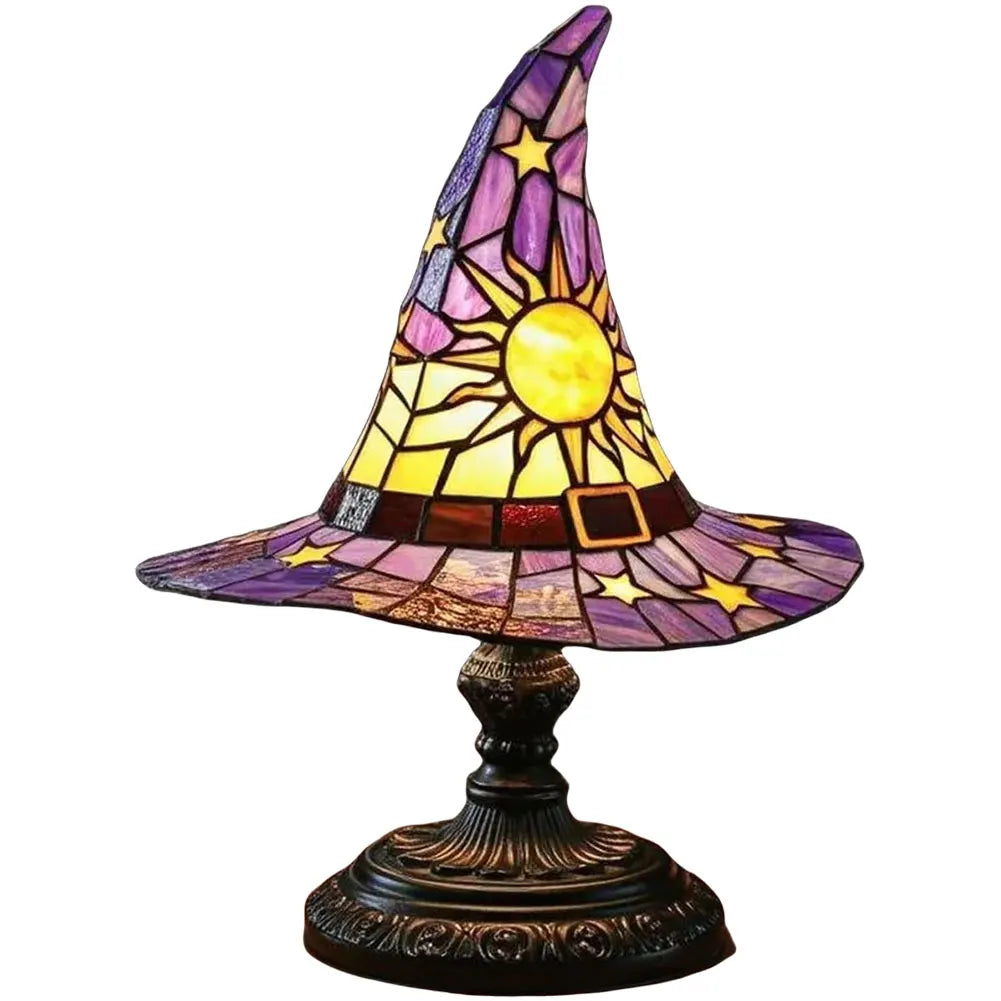 WitchHat Stained Glass Lamp — Mystical Tiffany-Style Decor