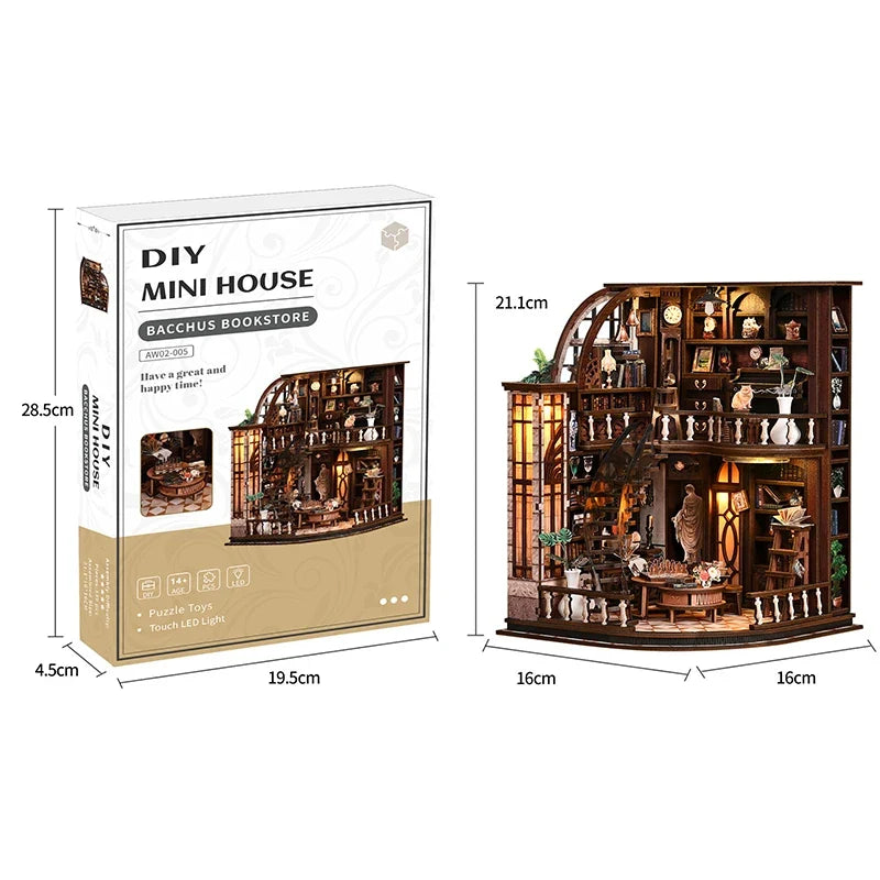 Bacchus Bookstore DIY Miniature House Kit