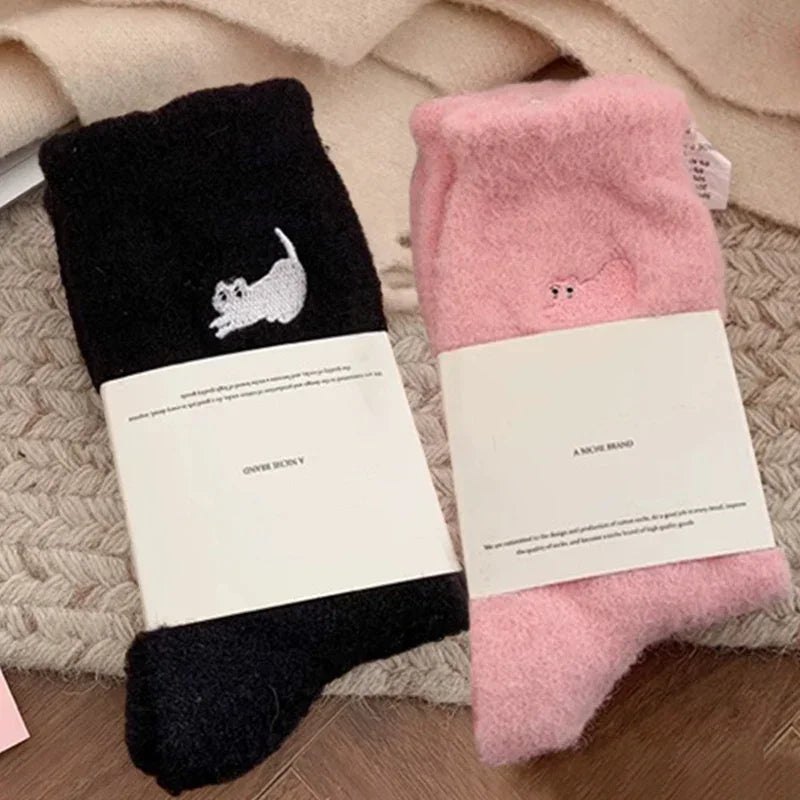 Fuzzy Socks for Women, Cute Cat Cozy Plush Winter Socks, Soft Warm Slipper Socks, 1-3 Pairs