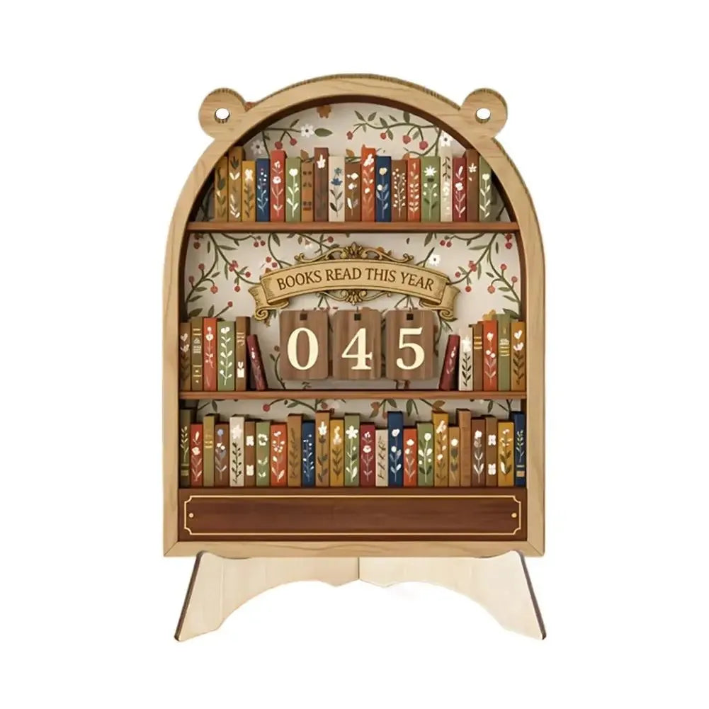 Reading Tracker Wooden Book Counter, Track Up to 999 Books Read, Vintage Gift for Book Lovers