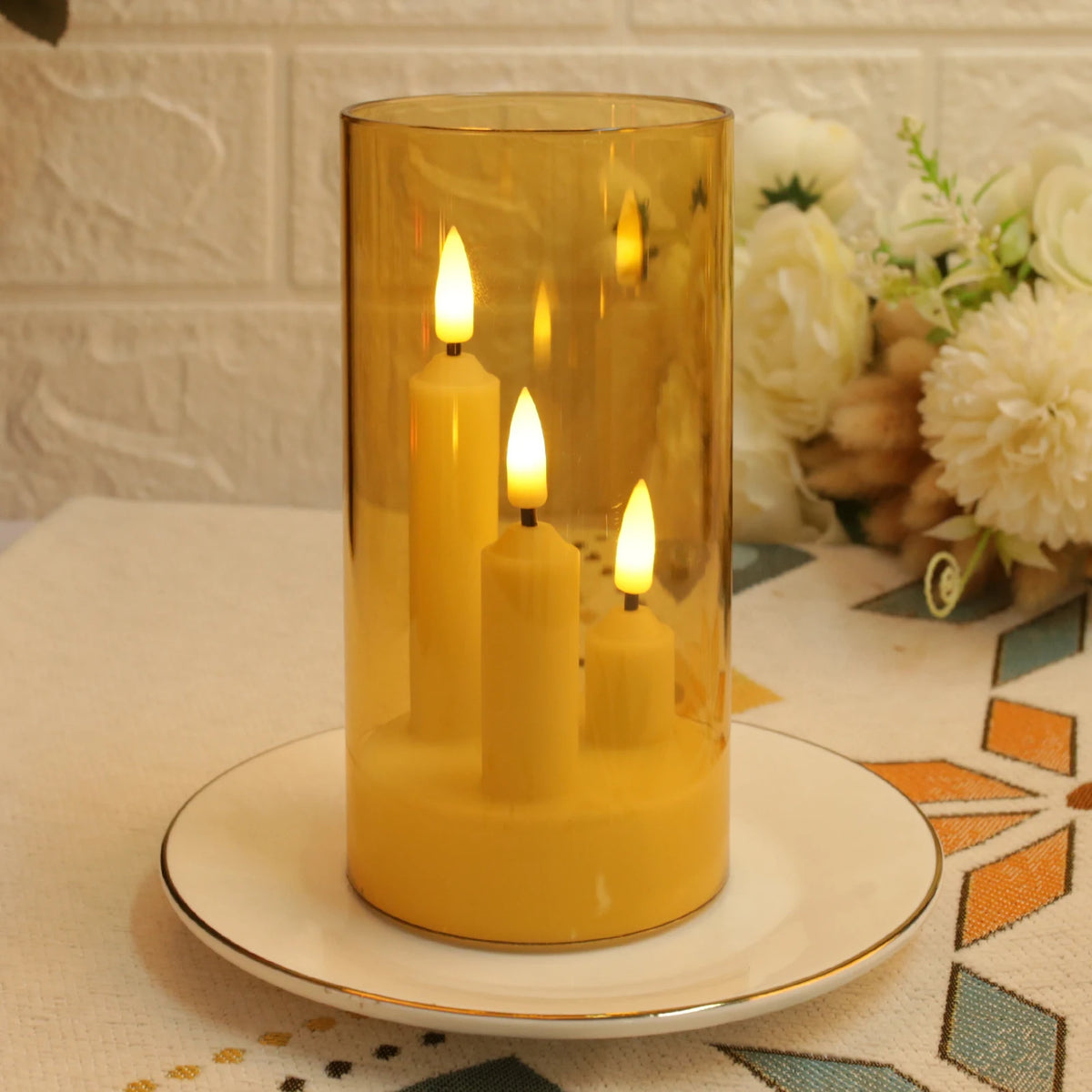 Flameless Taper Candles with Lampshade, 3-in-1 Battery Operated LED Candle Lamps, Flickering