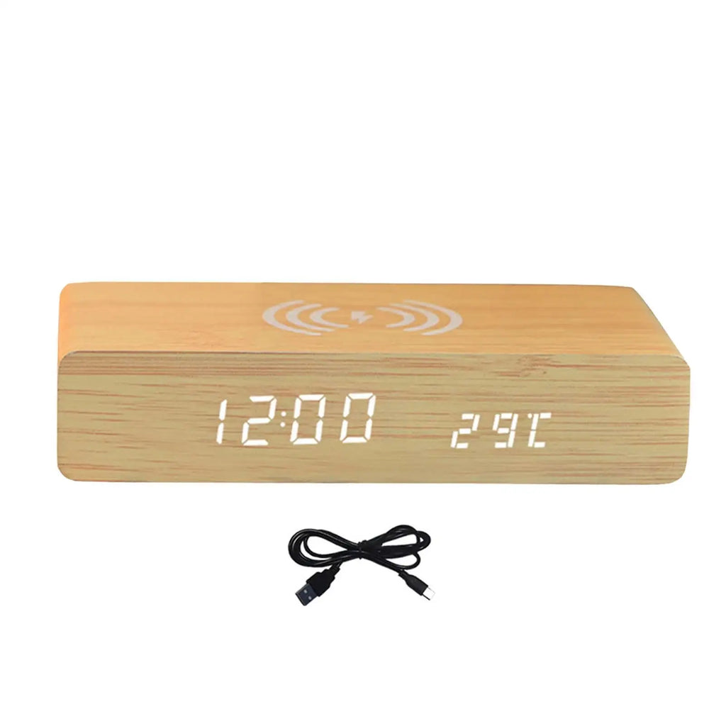 Digital Alarm Clock with Wireless Charging Pad, LED Display — DawnBlock