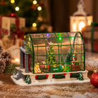 Lighted Christmas Village Greenhouse, Animated Musical Holiday Decoration with LED Lights