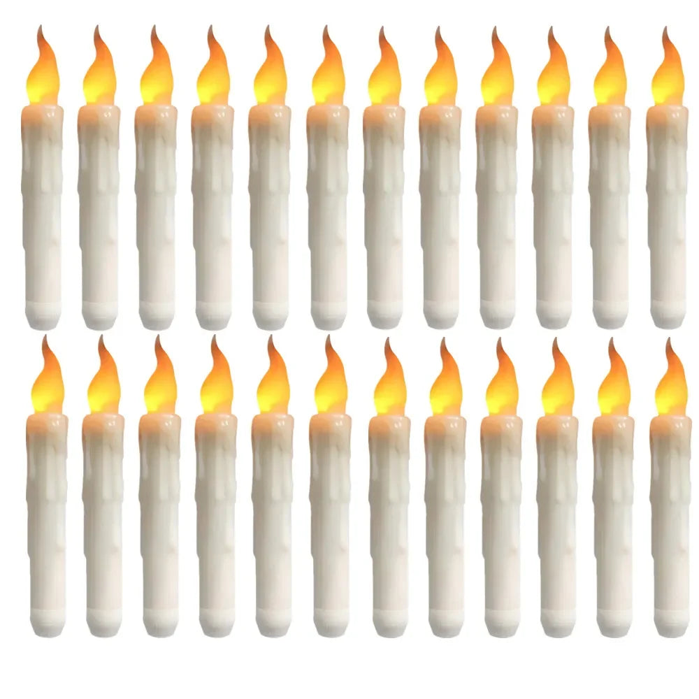 Floating Window Candles with Suction Cups, Flameless Hanging LED Taper Candles, Christmas Window Decor