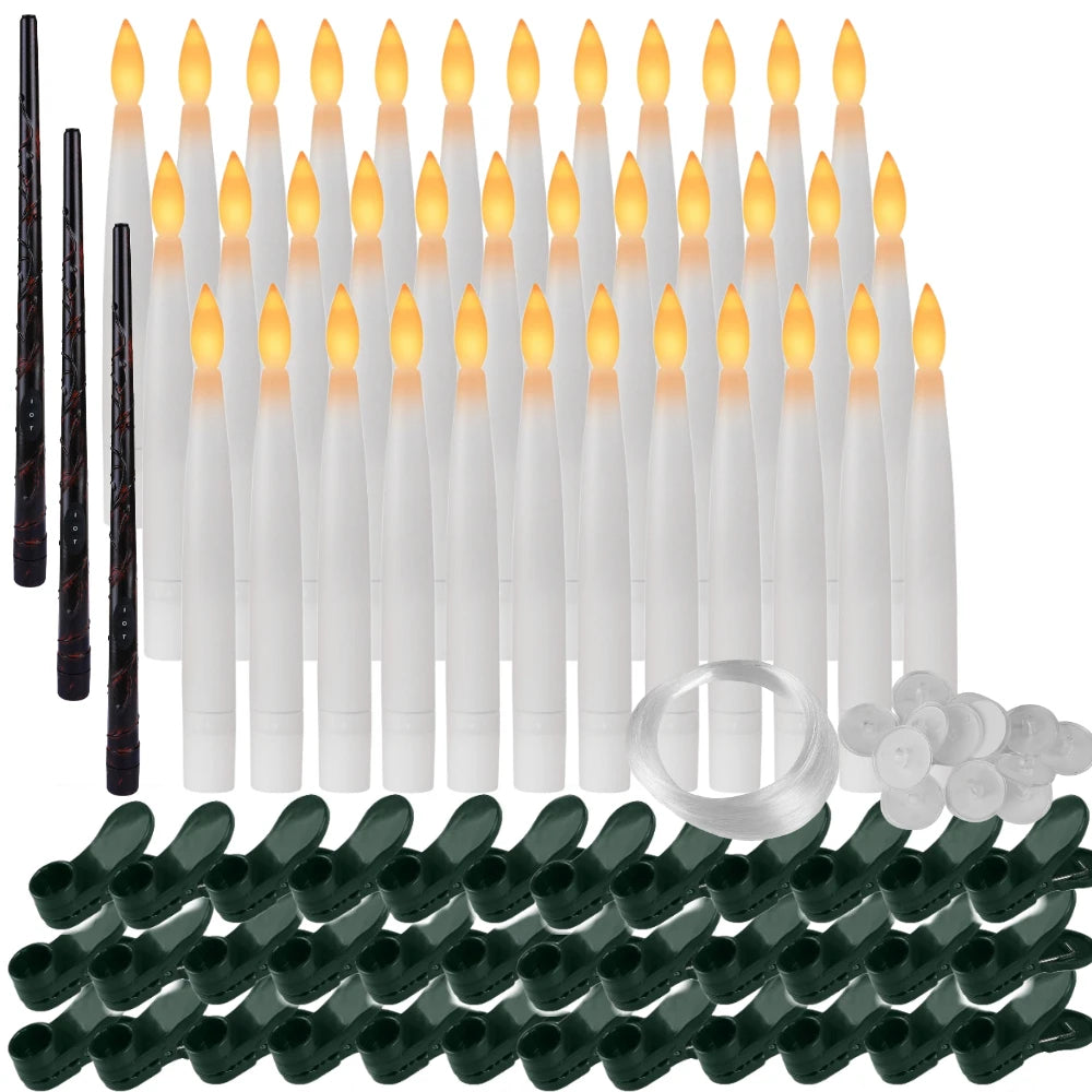 Clip On LED Candles for Christmas Tree with Remote and Timer, Flameless Mini Taper Candles, Scandinavian