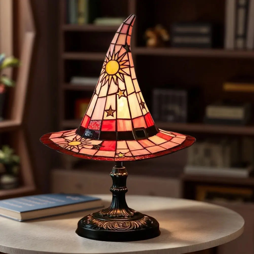 WitchHat Stained Glass Lamp — Mystical Tiffany-Style Decor