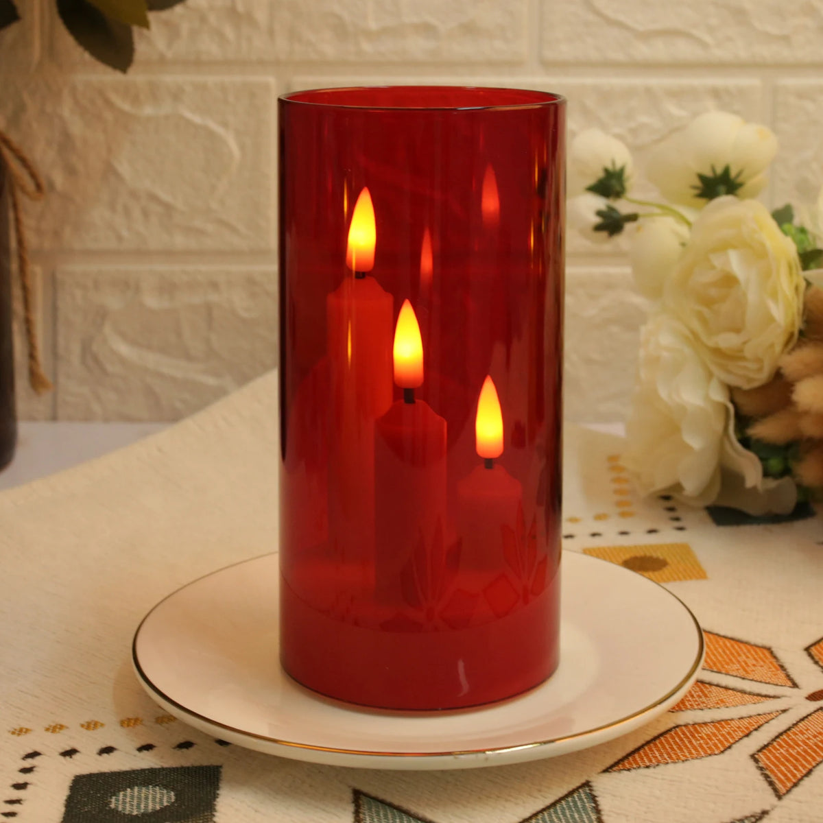 Flameless Taper Candles with Lampshade, 3-in-1 Battery Operated LED Candle Lamps, Flickering