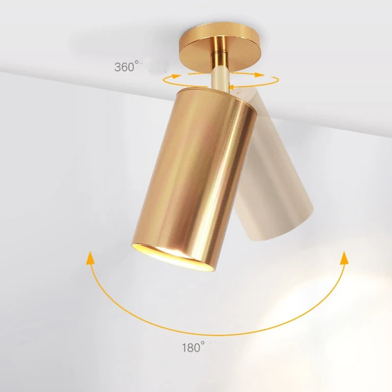 SpotTrack GU10 Wall & Track Spotlight — 340° Rotatable, 7W LED, Black Gold White, Hardwired