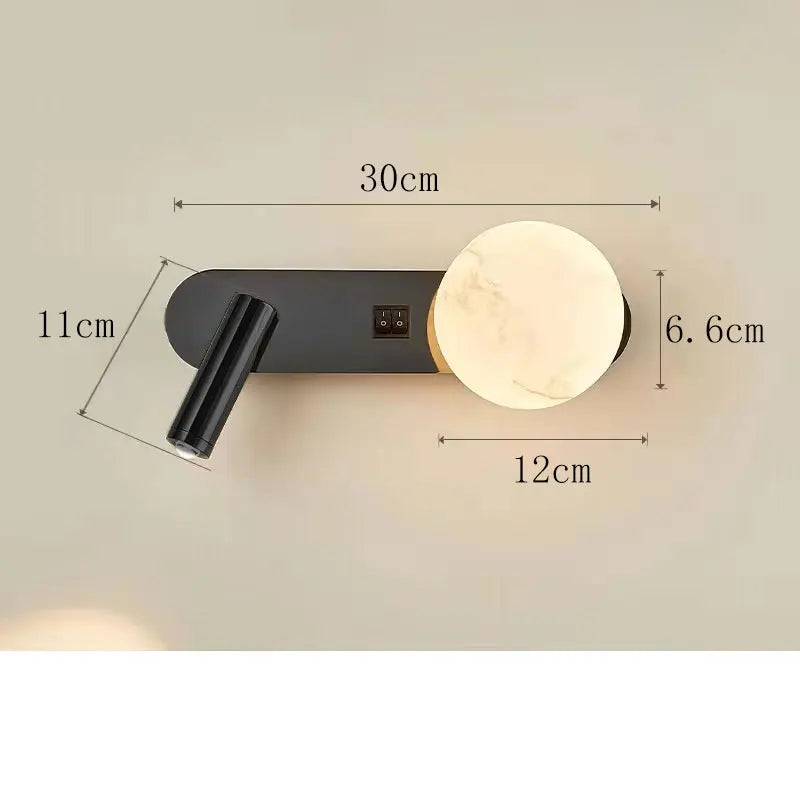 MoonSpot Wall Sconce — LED Reading & Ambient Light, Hardwired, Knob Switch, Bedroom Bedside