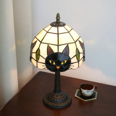 TiffanyCat Stained Glass Table Lamp — Vintage Cat Decor