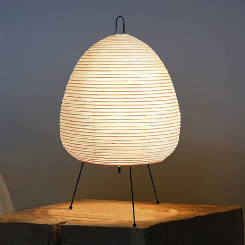 AkariGlow Japanese Rice Paper Table Lamp — E27 Tripod, Wabi-Sabi, Bedroom & Living Room