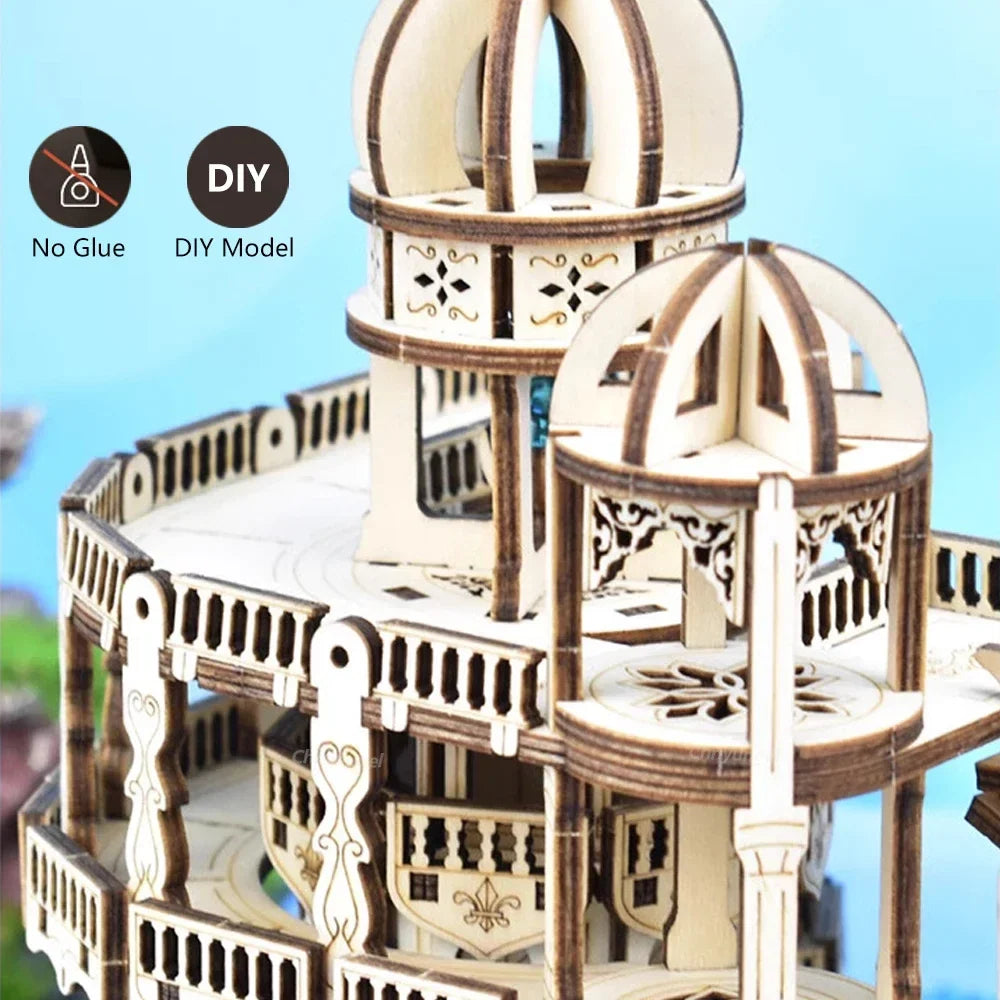 Mystery Island Music Box 3D Wooden Puzzle Kit with Light