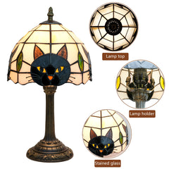 TiffanyCat Stained Glass Table Lamp — Vintage Cat Decor