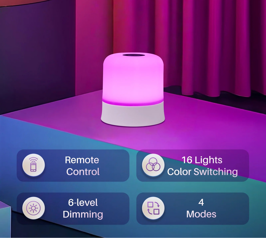 TouchGlow — Rechargeable LED Night Light with Remote,Compact Table Lamp, Dimmable, USB-C