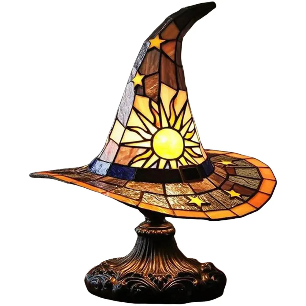 WitchHat Stained Glass Lamp — Mystical Tiffany-Style Decor