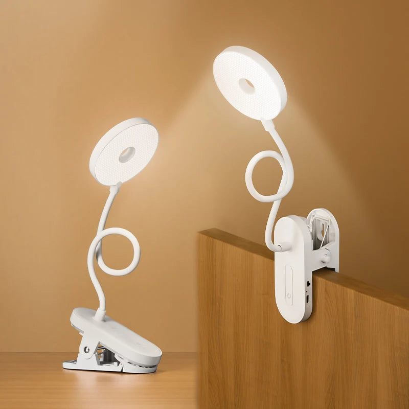 ClipGlow Rechargeable LED Desk Lamp — Clip-On, Touch Control, Dimmable, USB-C, Eye Care