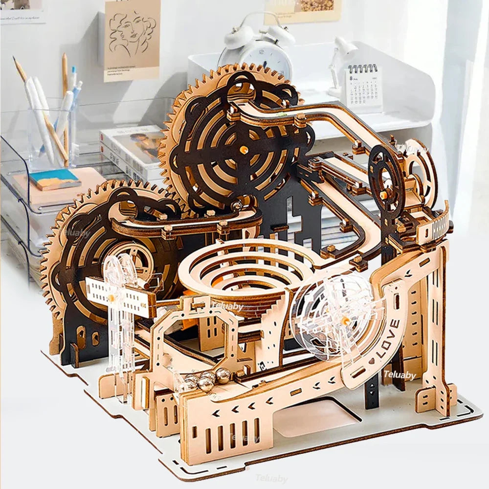 Spiral Gear Marble Run 3D Wooden Puzzle