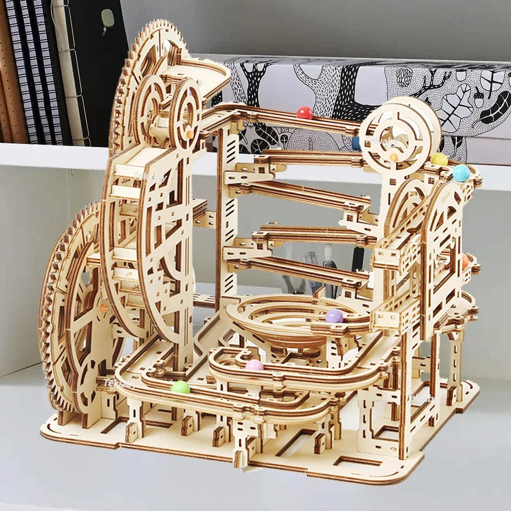 Marble Run Tower 3D Wooden Puzzle with Lift