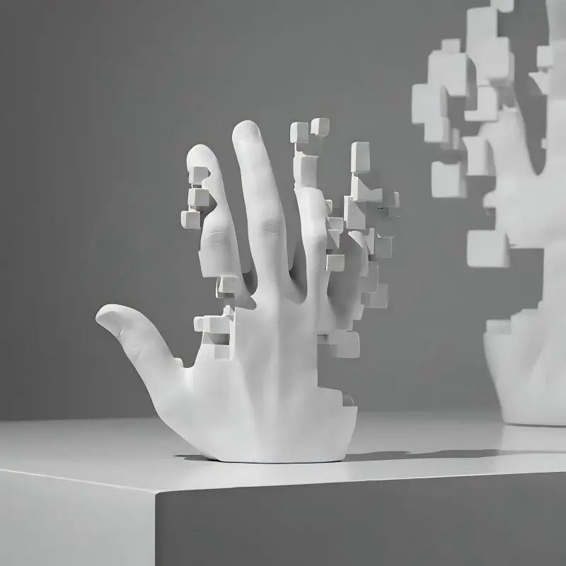 Nordic Resin Palm Sculpture – Minimalist Shelf Art Piece