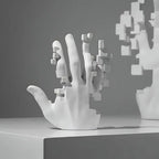 Nordic Resin Palm Sculpture – Minimalist Shelf Art Piece