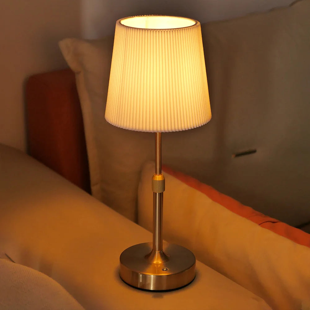 Cordless Table Lamp with Fabric Shade, Rechargeable Battery Lamp 2700K Warm Light, Replaceable E12 Bulb