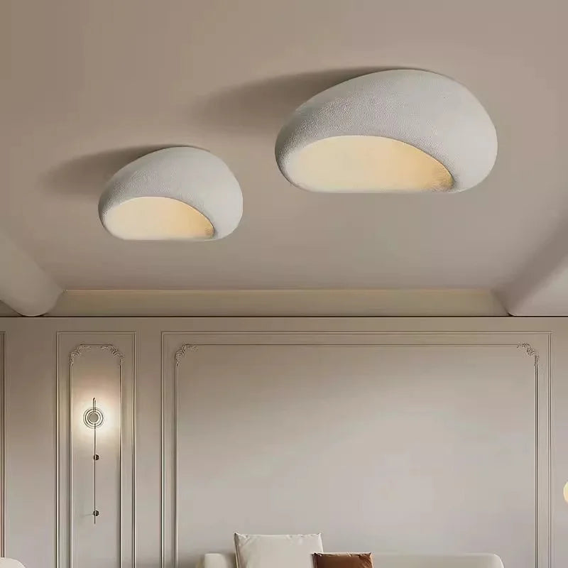 StoneGlow Wabi-Sabi Ceiling Light — Textured Flush Mount, E27, Nordic Minimalist, 11.8"