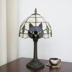 TiffanyCat Stained Glass Table Lamp — Vintage Cat Decor